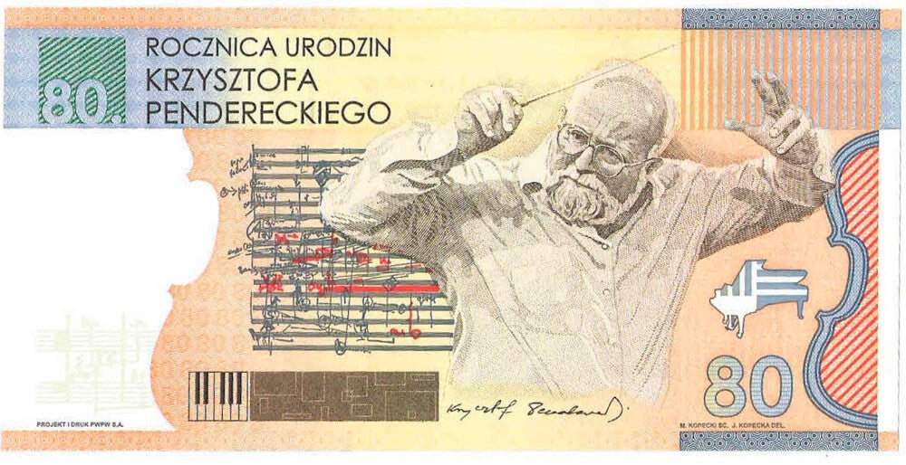 PWPW S.A Banknot testowy Penderecki + folder