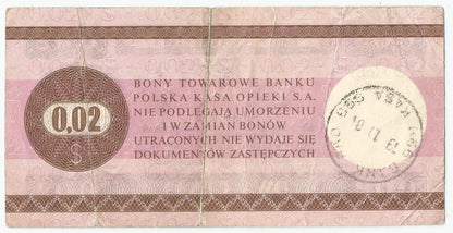 Bon towarowy Pewex 2 centy 1979 stan 3-